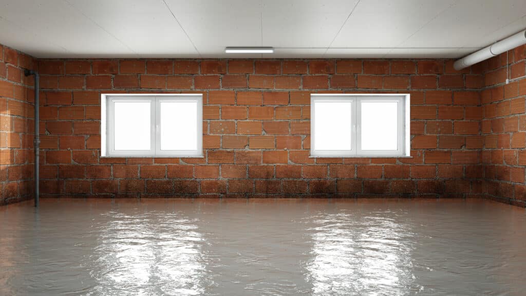 Auf dem Bild ist eine Wohnung zu sehen die unter Wasser steht.